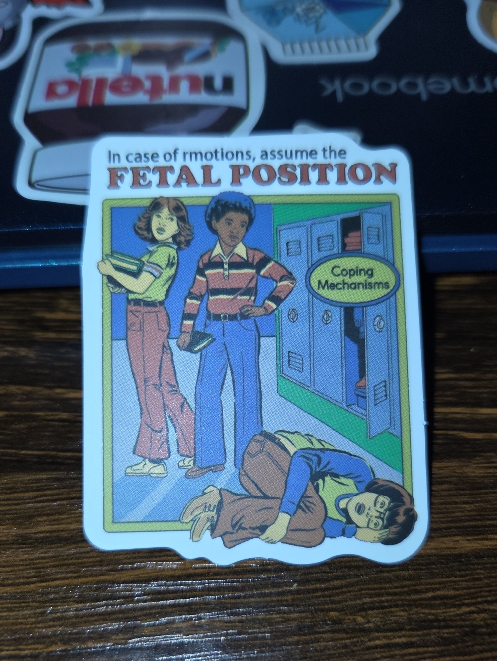 Kids Fetal Position Graphic Bottoms Sticker - Blue/Brown